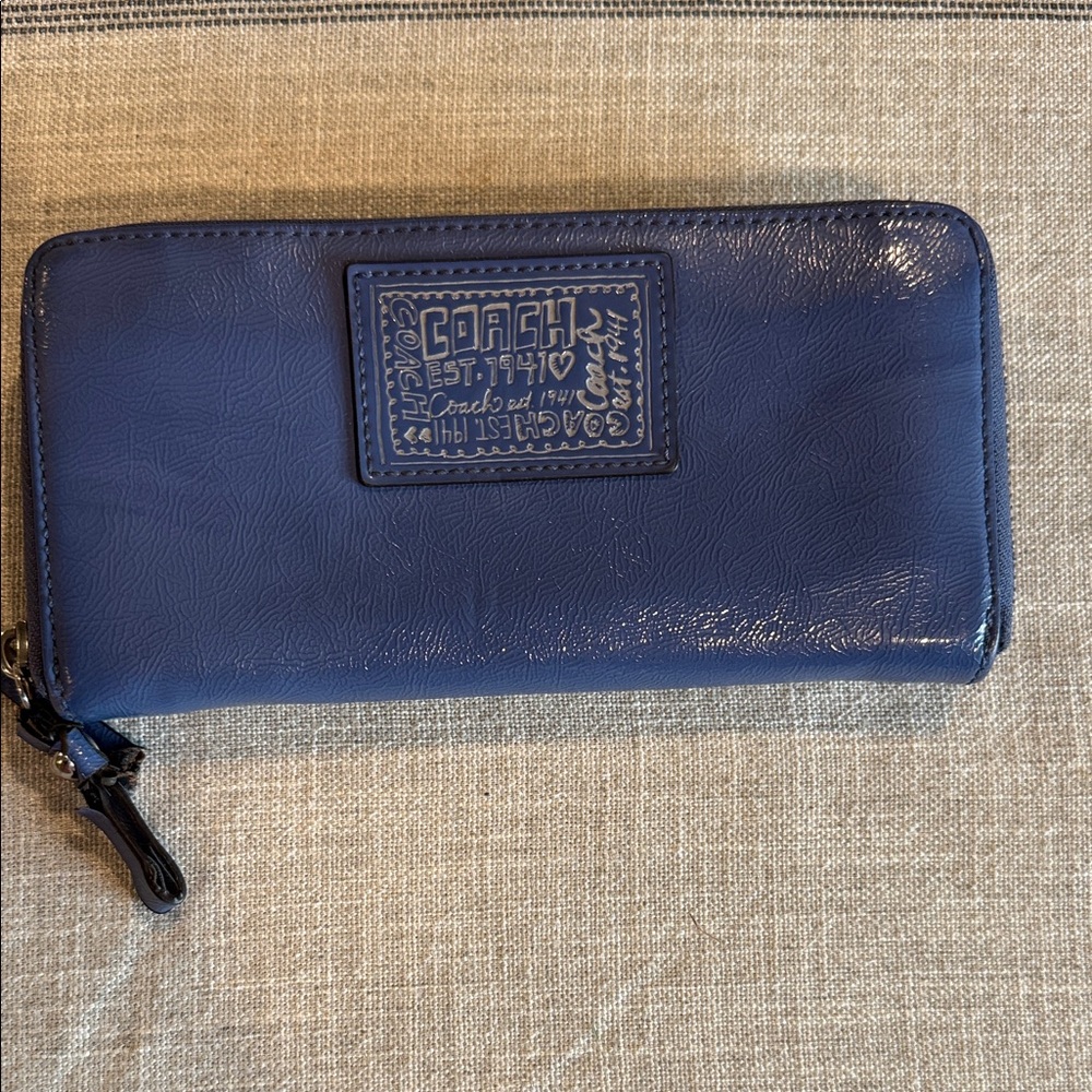 Coach blue Leather Zip Wallet